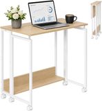 Merkloos Relaxdays Bureau inklapbaar - met wieltjes - 80x50 cm - natuur-wit