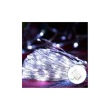 Lichtketting met koperdraad, 10 m, koudwit, aangedreven door 3 AA-batterijen, ideaal voor decoratie en warme omgevingen.