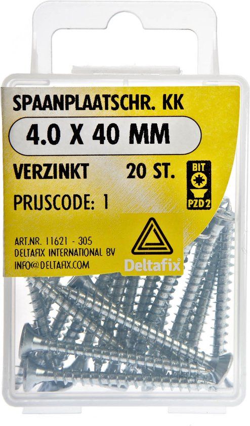 Deltafix Spaanplaatschroef platkop / kruiskop verzinkt 4.0 x 70 mm 10 st.