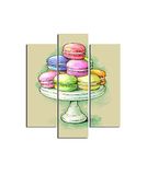 Homemania Macaron-muurschildering, 3-delig, keuken, voor woonkamer, slaapkamer, meerkleurig van MDF, 57 x 0,3 x 60 cm