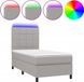 vidaXL Boxspringbed met matras en LED-verlichting, lichtgrijs, 90x200 cm, stof
