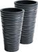 Prosperplast Pot de fleurs/pot de plantes Sable - 2x - plastique - avec pot intérieur - anthracite - D30 x H52 cm - intérieur/extérieur