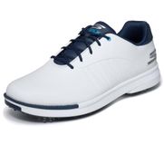 Skechers Tempo Chaussures de golf imperméables pour homme, Blanc/bleu marine (Blanco Azul Marino Spiked), 47.5 EU