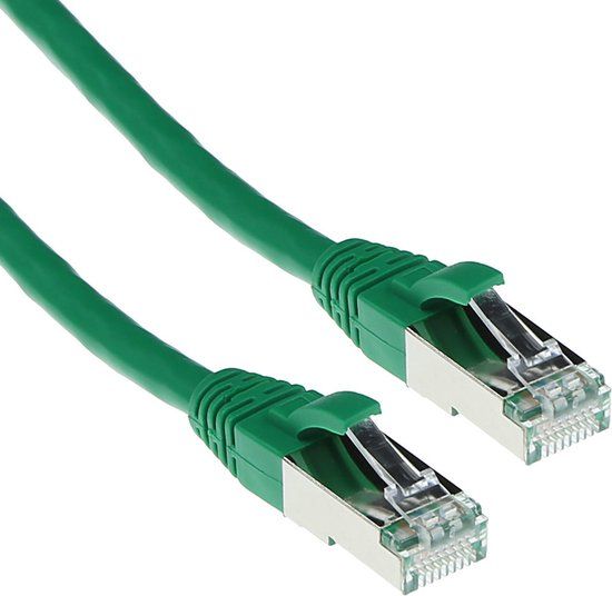 ACT Groene 1 meter LSZH SFTP CAT6A patchkabel snagless met RJ45 connectoren FB7701