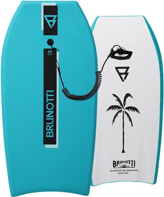 Brunotti Shore Uni Bodyboard - 40 Inch Surfboard met Leash - voor Beginners en Gevorderden - Scuba Blue