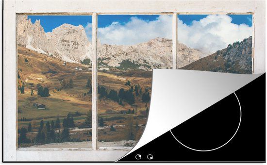 KitchenYeah® Inductie beschermer 81.6x52.7 cm - Doorkijk - Natuur - Berg - Inductie kookplaat accessoire