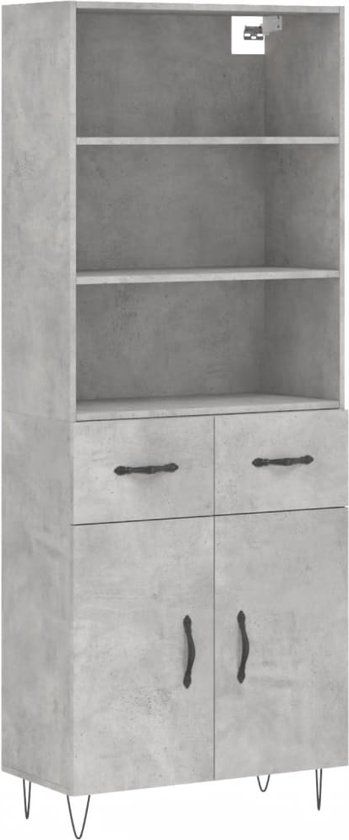 vidaXL Hoge kast 69,5x34x180 cm bewerkt hout betongrijs