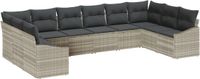 vidaXL Tuinbank Set 10-delig Lichtgrijs Polyrattan