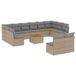 vidaXL Loungeset met kussens, polyrattan, beige