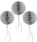 Merkloos / Sans marque Folat Bv Decoratie bol - 5x - zilver - 30 cm - crepe papier - versiering - honeycumbs - hangdecoratie