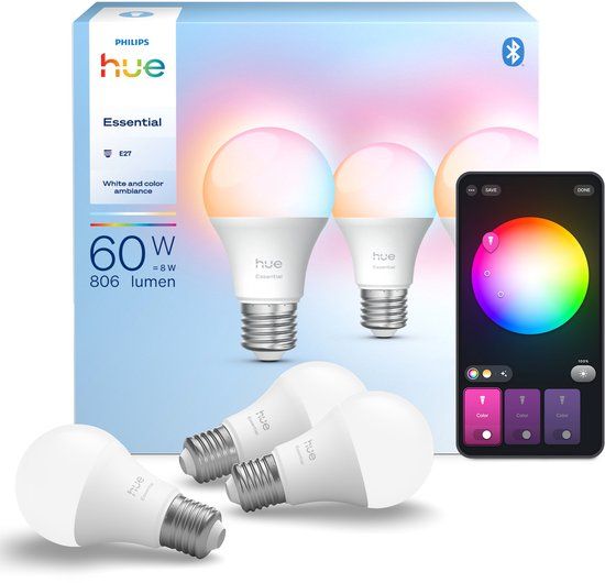 Philips Hue Essential Slimme A60 lamp - Wit en gekleurd licht - 3