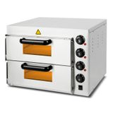 VERTES Four à pizza avec double chambre, pierre réfractaire, 3000W, fonction minuterie et éclairage, four à pizza professionnel avec boîtier en acier inoxydable