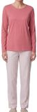 Ammann Dames pyjama Mix & Match Lange mouw Gestreept 100% Katoen Mauvewood L