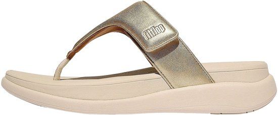 FitFlop F-Mode Go Adjustable Flatform Toepost Teenslippers Dames - Goud - Beige - Maat 40