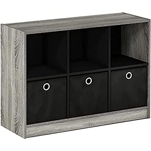 Furinno Basic 3x2 Boekenkast Opslag - Frans Eiken/Zwart - 80x60x30cm