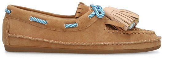 Sacha Dames Beige Suède Bootschoenen met Franjes - Maat 38