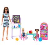 Barbie Dol op School Speelset met 1 Modepop, 2 Kleine Poppen en meer dan 20 Accessoires