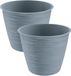 Prosperplast Pot de fleurs Paintstripe - 2x - plastique - gris - 17 x 14 cm - élégant