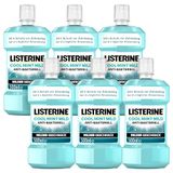 LISTERINE Cool Mint Mild (6 x 500 ml), antibacteriële mondspoeling met etherische oliën en zonder alcohol, mondwater bestrijdt effectief bacteriën, perfecte aanvulling op de dagelijkse tandverzorging