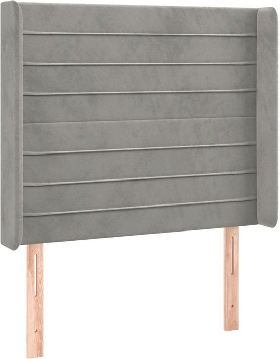 vidaXL Hoofdbord met randen 103x16x118/128 cm fluweel lichtgrijs