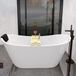 Bad Land ROSSA baignoire autoportante 170 x 80 cm blanc avec tablette de baignoire en bambou et appui-tête