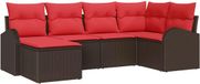 vidaXL - Hoek loungeset - 3 zitplekken - Bruin en rood - Polyrattan
