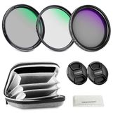 Filtre d'objectif 67 mm - ND variable et CPL et UV - Jeu de filtres 3 pièces avec étui de transport