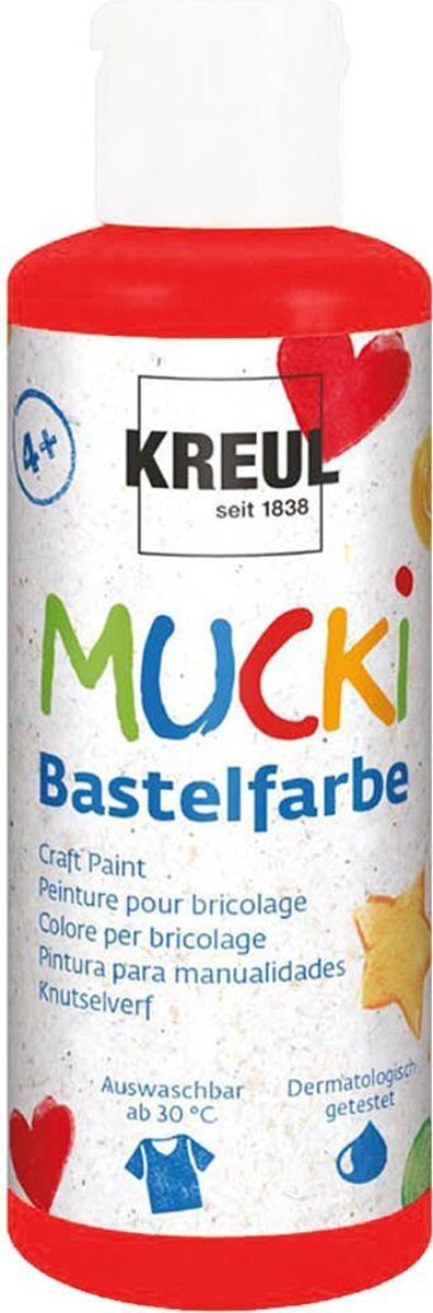 Mucki Rode Knutselverf - 80ml - Dermatologisch getest, parabenenvrij, glutenvrij, lactosevrij, veganistisch