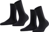 FALKE Softmerino 2-Pack Dames Sokken Zwart Wol Katoen Maat 35-36