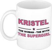 Bellatio Decorations naam cadeau mok - Kristel - Woman Myth Supergirl - koffiemok - 300 ml - collega - moederdag