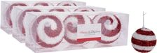 Koopman International 9x stuks kerstballen decoratief rood/wit kunststof diameter 10 cm