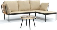 vidaXL 3-delige Loungeset met Kussens Poly Rattan Beige