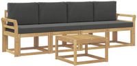 vidaXL - Bank loungeset - 4 zitplekken - Wit en antracietkleurig - Acacia hout
