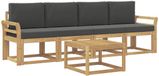 vidaXL - Bank loungeset - 4 zitplekken - Wit en antracietkleurig - Acacia hout