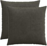 vidaXL - Kussensloop - 2 stuks - HEERLEN - Antracietkleurig - 65 x 65 cm - corduroy