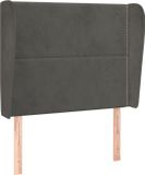 vidaXL Hoofdbord met randen fluweel donkergrijs 83x23x118/128 cm
