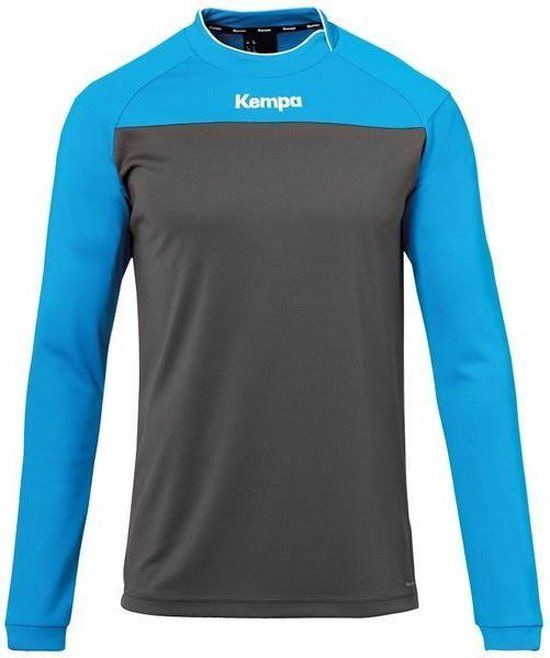 Kempa Prime Longsleeve - Antraciet/Kempa Blauw - Maat 2XL