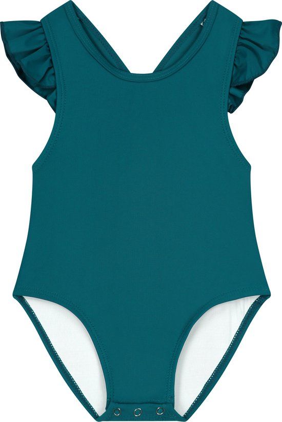 Supercute Badpak Petrol Blauw met Gekruiste Bandjes Maat 74/80