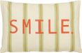 Mica Decorations Smile Coussin - Coussin avec Housse de Coussin - Décoration d'Intérieur Salon - 55 x 35 x 10 cm - Coton - Vert, Blanc cassé, Orange