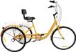 Bolt Edge Tricycle pour adultes - 6 vitesses - Vélo pour seniors - 24 Pouces - Avec panier - Frein avant - Jaune