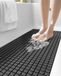 DEXI Badmat, antislip, extra lang, 99 x 40,6 cm, zuignappen, afvoergaten, machinewasbaar, voor bad en douche, zwart
