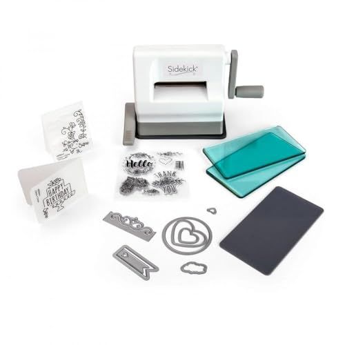 Sizzix Sidekick Handmatige Startkit voor Stansen en Embossen, Papierbewerking, Kaarten en Scrapbooking - Wit en Grijs