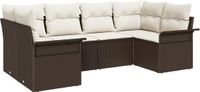 vidaXL Tuinbank - Set - 6 zitplaatsen - Bruin - Polyrattan