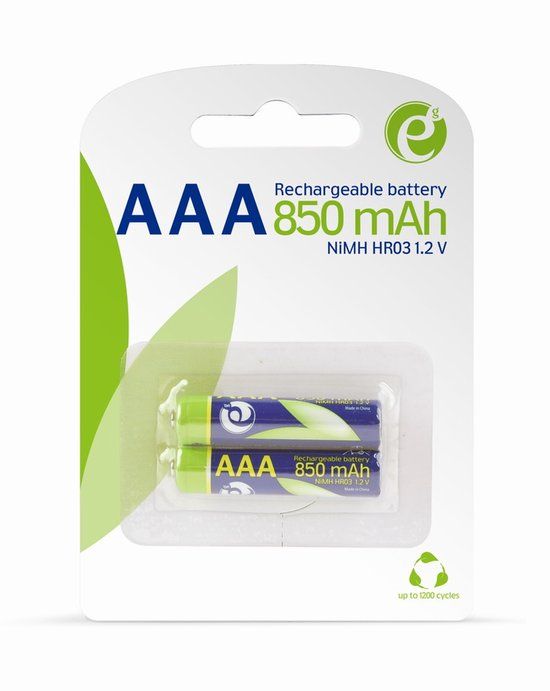 Gembird EG-BA-AAA8R-01 Oplaadbare Batterijen AAA Nikkel-Metaalhydride (NiMH) - 850 mAh - 2 Stuks