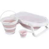 Cangaroo Set baignoire bébé Hawai 4 pièces, pliable, évacuation d'eau, compartiments de rangement, filet, dès la naissance, pieds antidérapants
