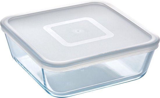 Pyrex Cook & Freeze - Schaal Vierkant met Deksel - 20 x 20 cm - Transparant