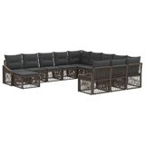 vidaXL Tuinbank - Set - 12 st - Grijs - poly - rattan