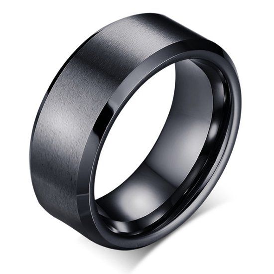 Mendes Wolfraam herenring 8mm Zwart-18mm