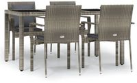 vidaXL 5-delige hoek loungeset met kussens, polyrattan, grijs
