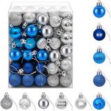 vidaXL Set de boules de Noël - 150 pièces - Bleu et Argent - 3 cm - Polystyrène